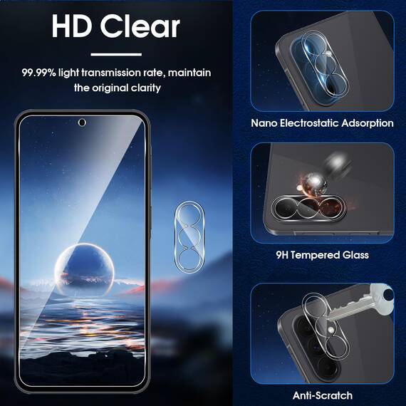 Lutree für Samsung Galaxy A37 5G für Panzerglas Schutzfolie, 3+3 Stück Schutzglas + Kameraschutz Folie, 9H Härte HD Anti- Kratzer Bläschenfrei Displayfolie Displayschutz