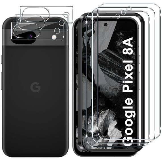 Lutree für Google Pixel 8a für Panzerglas Schutzfolie, 3+3 Stück Schutzglas und Kameraschutz Folie, 9H Härte HD Displayschutz Anti- Kratzer Bläschenfrei Displayfolie
