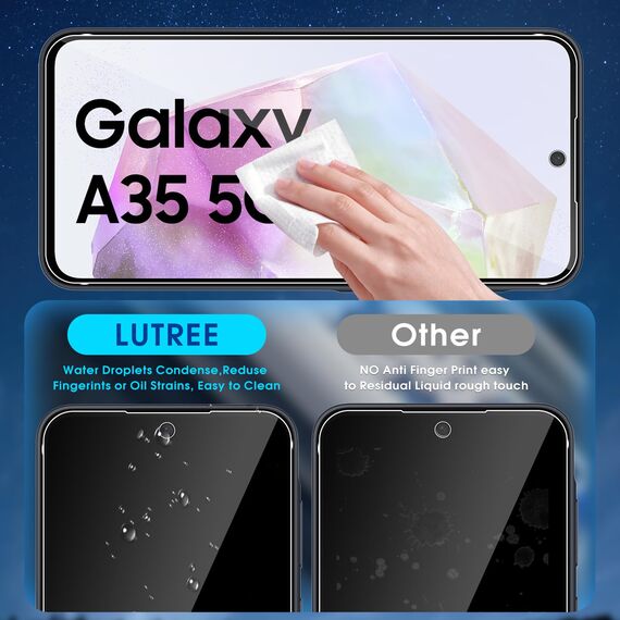 Lutree für Samsung Galaxy A35 5G für Panzerglas Schutzfolie, 3+3 Stück Schutzglas + Kameraschutz Folie, 9H Härte HD Displayschutz Bläschenfrei Anti- Kratzer Displayfolie