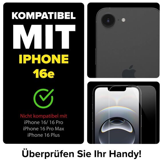 FlexiSchutz Schutzglas für iPhone 16e Schutzfolie, Screen Protector, Glas Displayschutzfolie mit praktischer Installationshilfe, Glas Folie mit Schabone, Displayschutz [2 Stück]