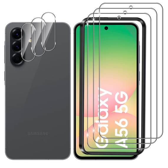 Lutree für Samsung Galaxy A56 5G für Panzerglas Schutzfolie, 3+3 Stück Schutzglas + Kameraschutz Folie, HD Bläschenfrei Displayschutz Anti- Kratzer 9H Härte Displayfolie für Samsung A56 5G