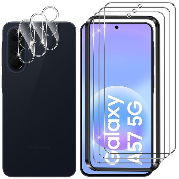 Lutree für Samsung Galaxy A57 5G für Panzerglas Schutzfolie, 3+3 Stück Schutzglas + Kameraschutz Folie, 9H Härte HD Anti- Kratzer Bläschenfrei Displayfolie Displayschutz