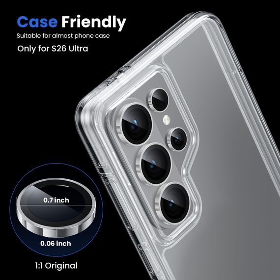 WSKEN für Samsung Galaxy S26 Ultra Kameraschutz - 9H Härte Kratzfest Blasenfrei, HD Gehärtetes Kamera Metallglas Panzer Schutzglas Displayschutz Folie Film 5G Zubehör,Handyhülle Freundlich,Titanium