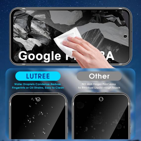 Lutree für Google Pixel 8a für Panzerglas Schutzfolie, 3+3 Stück Schutzglas und Kameraschutz Folie, 9H Härte HD Displayschutz Anti- Kratzer Bläschenfrei Displayfolie