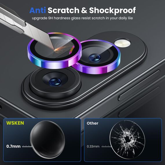 WSKEN für Samsung Galaxy S25 Edge Kameraschutz - 9H Härte Kratzfest Blasenfrei, HD Gehärtetes Kamera Metallglas Panzer Schutzglas Displayschutz Folie Film 5G Zubehör,Handyhülle Freundlich,Titanium