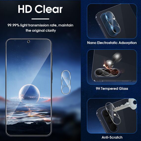 Lutree für Samsung Galaxy A57 5G für Panzerglas Schutzfolie, 3+3 Stück Schutzglas + Kameraschutz Folie, 9H Härte HD Anti- Kratzer Bläschenfrei Displayfolie Displayschutz
