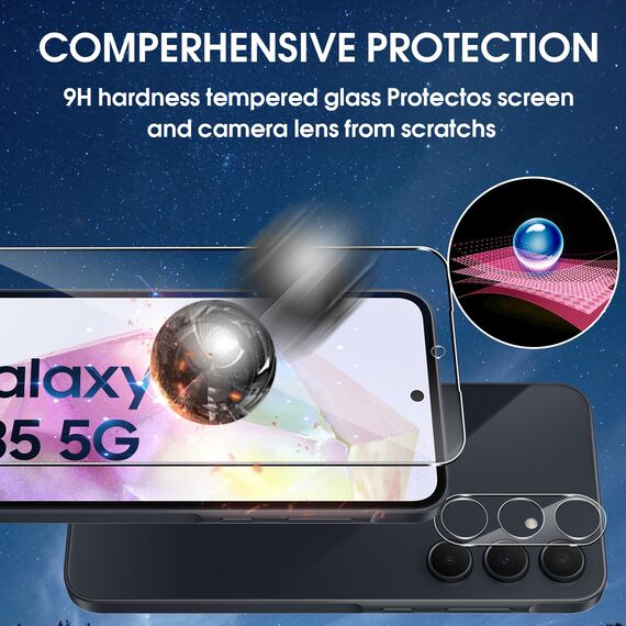 Lutree für Samsung Galaxy A35 5G für Panzerglas Schutzfolie, 3+3 Stück Schutzglas + Kameraschutz Folie, 9H Härte HD Displayschutz Bläschenfrei Anti- Kratzer Displayfolie