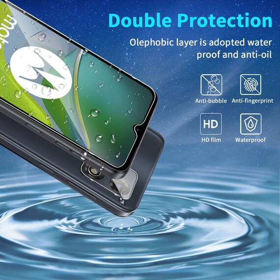 Lutree für Panzerglas für Motorola Moto E13 Schutzfolie, 2+2 Stück Schutzglas und Kameraschutz Folie, 9H Härte HD Anti- Kratzer Anti-Bläschen Displayschutz Displayfolie