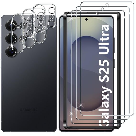 Lutree für Samsung Galaxy S25 Ultra 5G für Panzerglas Schutzfolie, 3+3 Stück Schutzglas + Kameraschutz Folie, 9H Härte HD Displayschutz Bläschenfrei Anti- Kratzer Displayfolie