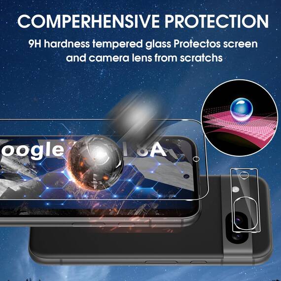 Lutree für Google Pixel 8a für Panzerglas Schutzfolie, 3+3 Stück Schutzglas und Kameraschutz Folie, 9H Härte HD Displayschutz Anti- Kratzer Bläschenfrei Displayfolie