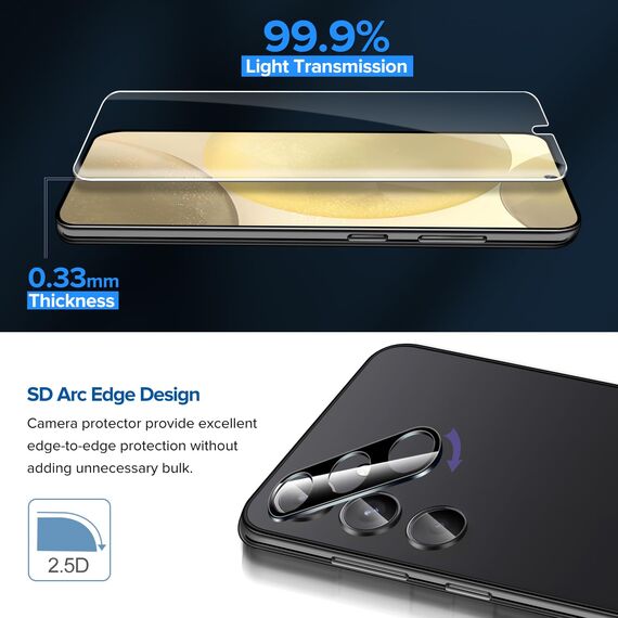 ivoler 2+2 Stück Schutz Glas für Samsung Galaxy S24 5G, 2 Stücke Schutzfolie Mit 2 Stück Kameraschutz, 9H Härte, Anti-Kratz, Anti-Bläschen, HD Klar