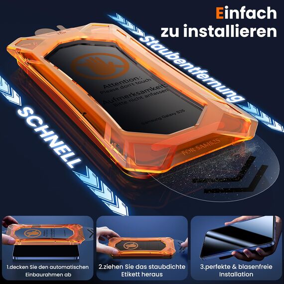 UniqueMe für Samsung Galaxy S25 für Panzerglas Sichtschutz - [Full Screen Displayschutz] Schutzfolie Sichtschutz für Samsung Galaxy S25 Schutzglas,Auto Installation,2 Stück