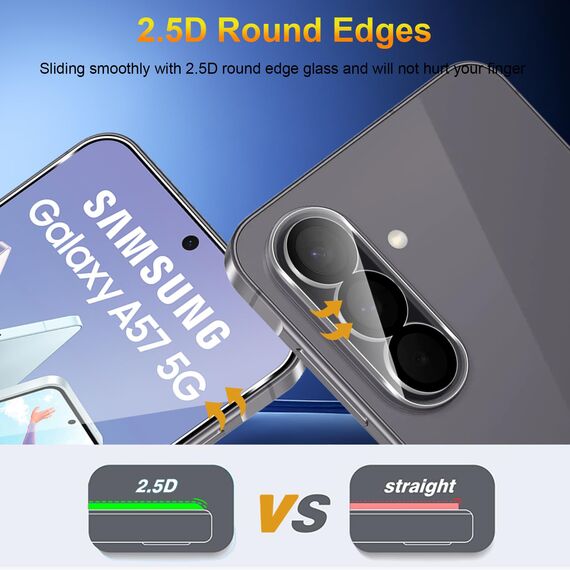Yenwen für Panzerglas für Samsung Galaxy A57 5G Schutzfolie, 3 Stück Displayschutz mit 3 Stück Kameraschutz für Galaxy A 57, 9H Härte Schutzglas Handy Folie HD Klar Panzer Schutz Glas mit Rahmen
