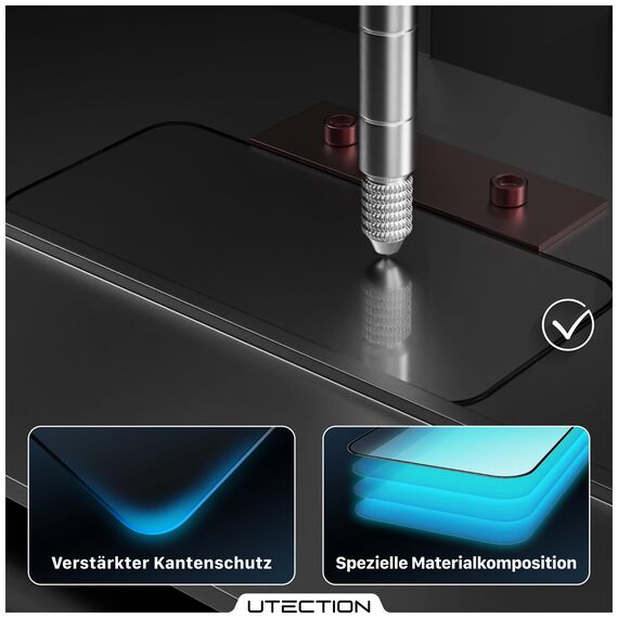 UTECTION 3X Panzerfolie [Besser als Glas] für iPhone 15 PRO - Unzerstörbarer Displayschutz - Perfekte passform - Schutzfolie mit ALLEN Hüllen kompatibel - Super Haptik & Kinderleichte Anbringung