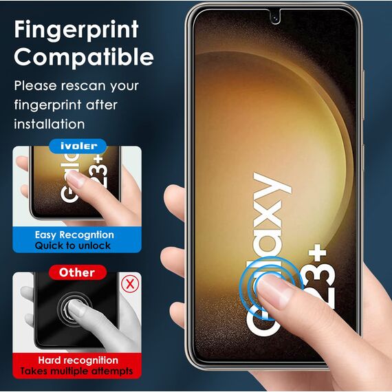 ivoler 3+3 Stück Schutz Glas für Samsung Galaxy S23+ 5G / S23 Plus 5G, 3 Stücke Schutzfolie Mit 3 Stück Kamera Panzerfolie und Positionierhilfe, 9H Härte, HD Klar, Anti-Kratz, Anti-Bläschen