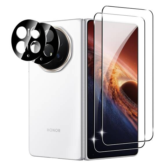 FDHYFGDY Schutzfolie für Honor Magic V6 für Panzerglas, 2+2 Stück Kameraschutz und Glasschutzfolie,9H Härte, Anti-Bläschen HD Displayschutz für Honor Magic V6