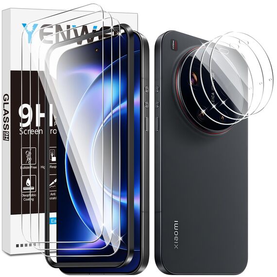Yenwen Schutzfolie für Xiaomi 17 Ultra 5G, 3 Stück Panzerglas mit 3 Kameraschutz, 9H Härte Schutzglas Telefonfolie mit Rahmen