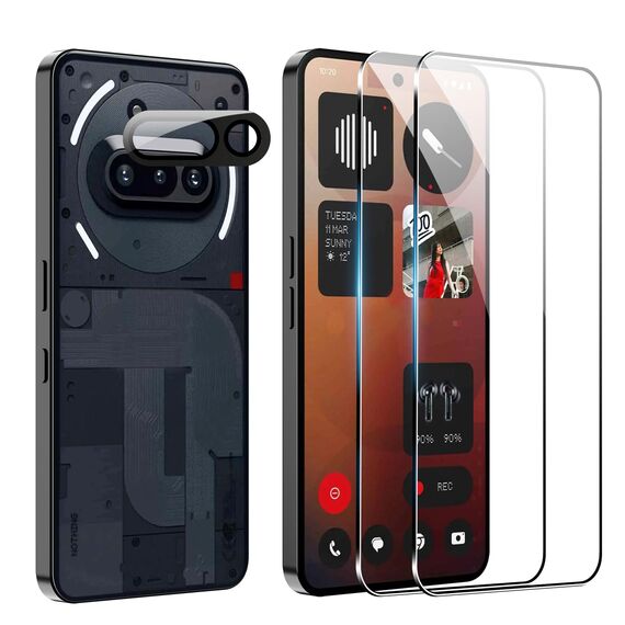 FDHYFGDY 2+1 Stück Schutzfolie für Nothing Phone 3a Panzerglas, Kameraschutz und Glasschutzfolie, 9H Härte, Anti-Bläschen HD Displayschutz