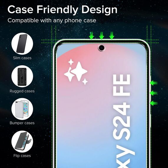 ivoler 3 Stück Schutzfolie für Samsung Galaxy S24 FE 5G(Nicht für Samsung S24 5G), Panzer Schutz Glas mit Einfaches Installationswerkzeug, 9H Härte, HD Klar, Anti-Kratz, Anti-Bläschen, Anti-Stoßfest