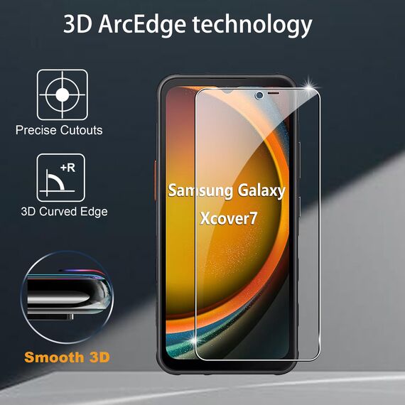 FDHYFGDY 2 Stück Schutzfolie für Samsung Galaxy Xcover 7 Pro/Samsung Galaxy Xcover 7 Panzerglas, kratzfest, blasenfrei Panzerglas, Displayschutzfolie mit Härtegrad 9H