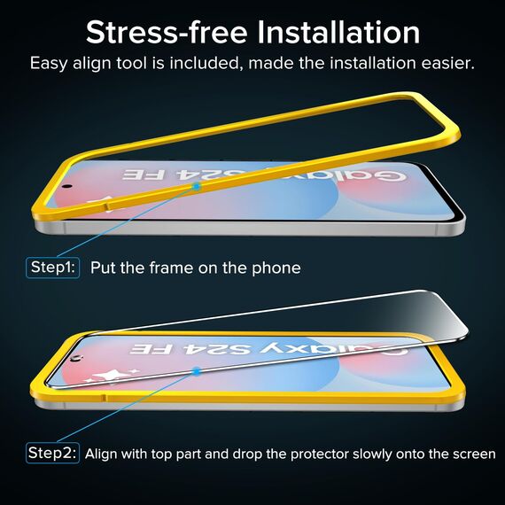 ivoler 3 Stück Schutzfolie für Samsung Galaxy S24 FE 5G(Nicht für Samsung S24 5G), Panzer Schutz Glas mit Einfaches Installationswerkzeug, 9H Härte, HD Klar, Anti-Kratz, Anti-Bläschen, Anti-Stoßfest
