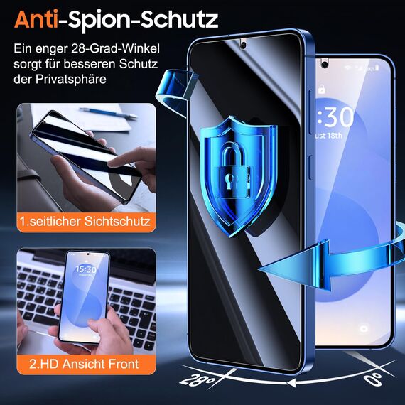UniqueMe für Samsung Galaxy S25 für Panzerglas Sichtschutz - [Full Screen Displayschutz] Schutzfolie Sichtschutz für Samsung Galaxy S25 Schutzglas,Auto Installation,2 Stück
