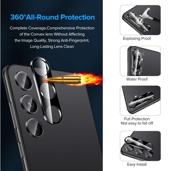 ivoler 2+2 Stück Schutz Glas für Samsung Galaxy S24 5G, 2 Stücke Schutzfolie Mit 2 Stück Kameraschutz, 9H Härte, Anti-Kratz, Anti-Bläschen, HD Klar