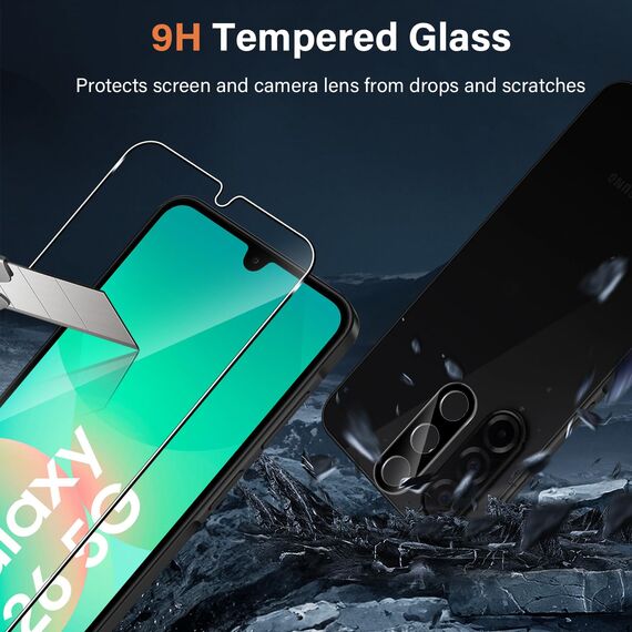 Yenwen Schutzfolie für Samsung Galaxy A26 5G für Panzerglas, 3 Stück Displayschutz mit 3 Stück Kameraschutz für Samsung A 26, 9H Härte Schutzglas Handy Folie HD Klar Panzer Schutz Glas