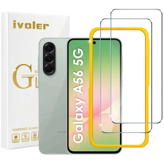 ivoler Schutzfolie für Samsung Galaxy A56 5G, Panzer Schutz Glas Folie Displayschutz mit Einfaches Installationswerkzeug, 9H Härte, HD Klar, Anti-Kratz, Anti-Bläschen, Anti-Stoßfest, 2 Stück