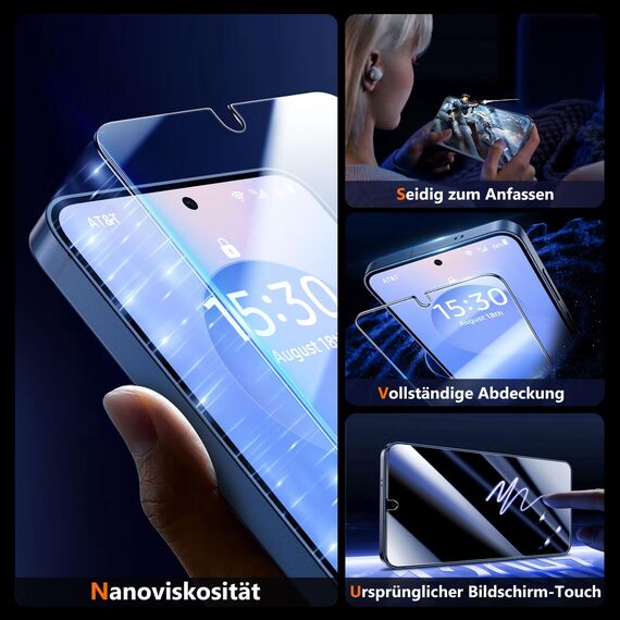 UniqueMe für Samsung Galaxy S25 für Panzerglas - [Full Screen Displayschutz] Schutzfolie für Samsung Galaxy S25 Schutzglas,Auto Installation,2 Stück