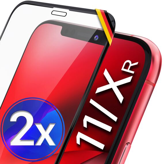 UTECTION 2X Full Screen Schutzglas für iPhone 11 & iPhone XR | Perfekte Passform vom Deutschen Anbieter | Kinderleichte Anbringung > Keine Blasenbildung, ultimative Glashärte