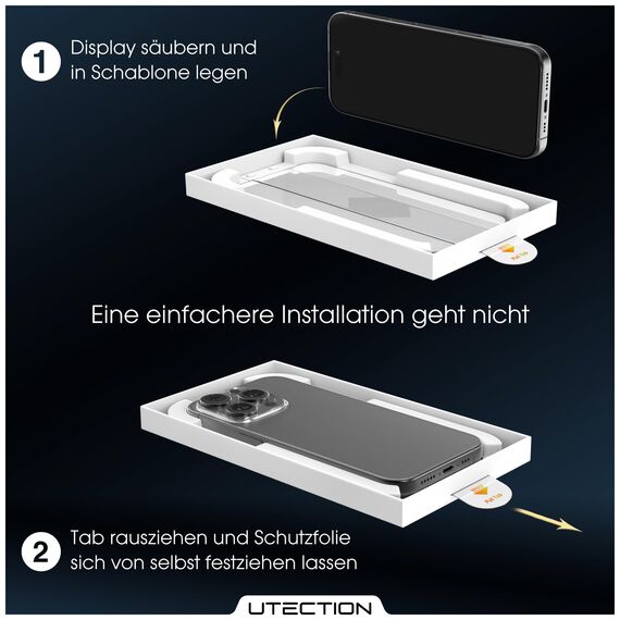 UTECTION 3X Panzerfolie [Besser als Glas] für iPhone 16e / 17e - Unzerstörbarer Displayschutz - Perfekte passform - Schutzfolie mit ALLEN Hüllen kompatibel - Super Haptik & Kinderleichte Anbringung