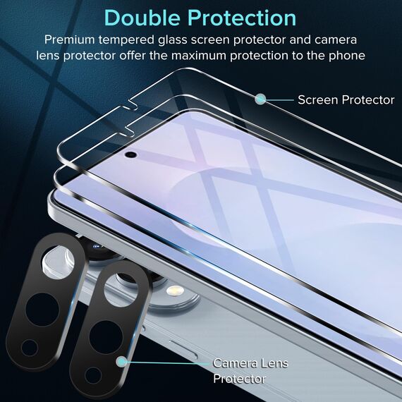 ivoler 2+2 Stück Schutz Glas für Samsung Galaxy S25 Edge 5G, 2 Stücke Schutzfolie Mit 2 Stück Kameraschutz, 9H Härte, Anti-Kratz, HD Displayschutzfolie, Anti-Bläschen