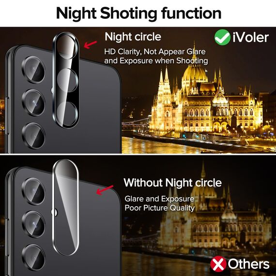 ivoler 2+2 Stück Schutz Glas für Samsung Galaxy S24 5G, 2 Stücke Schutzfolie Mit 2 Stück Kameraschutz, 9H Härte, Anti-Kratz, Anti-Bläschen, HD Klar