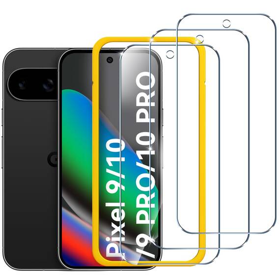 ivoler 3 Stück Schutzfolie für Google Pixel 10 / Pixel 10 Pro/Pixel 9 / Pixel 9 Pro, Panzer Schutz Glas Folie Displayschutz mit Einfaches Installationswerkzeug, 9H Härte, HD Klar, Anti-Kratz