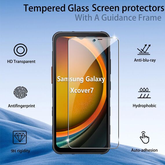 FDHYFGDY 2 Stück Schutzfolie für Samsung Galaxy Xcover 7 Pro/Samsung Galaxy Xcover 7 Panzerglas, kratzfest, blasenfrei Panzerglas, Displayschutzfolie mit Härtegrad 9H
