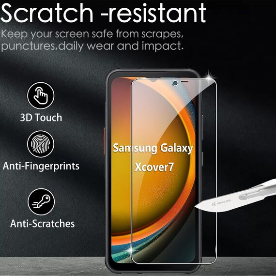 FDHYFGDY 2 Stück Schutzfolie für Samsung Galaxy Xcover 7 Pro/Samsung Galaxy Xcover 7 Panzerglas, kratzfest, blasenfrei Panzerglas, Displayschutzfolie mit Härtegrad 9H