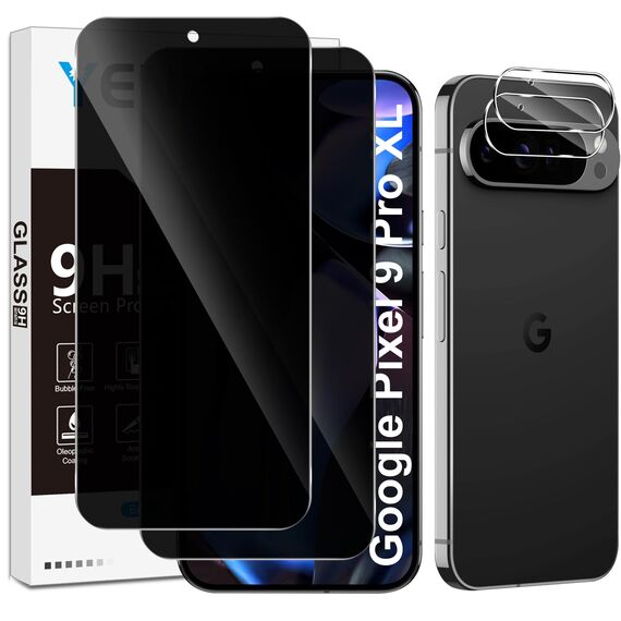 Yenwen Sichtschutzfolie für Google Pixel 9 Pro XL für Panzerglas, 2 Stück Sichtschutz und 2 Stück Kameraschutz, 9H Härte Privacy Schutzfolie Folie Anti Spy Blickschutzfolie