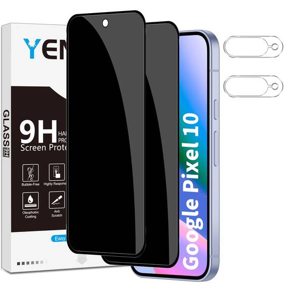 Yenwen Sichtschutzfolie für Google Pixel 10 für Panzerglas, 2 Stück Sichtschutz und 2 Stück Kameraschutz, 9H Härte Privacy Schutzfolie Folie Anti Spy Blickschutzfolie