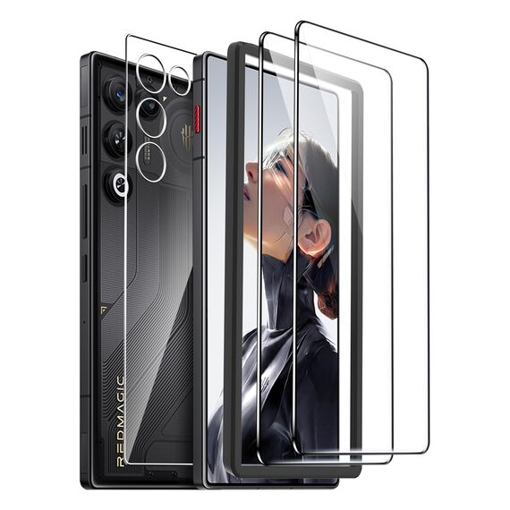 FDHYFGDY Schutzfolie für RedMagic 11 Air für Panzerglas, [2+1+1] Stück Displayschutzfolie + Rückseitenfolie + Montagerahmen, HD Klar, Keine Blasen, Anti-Kratzen