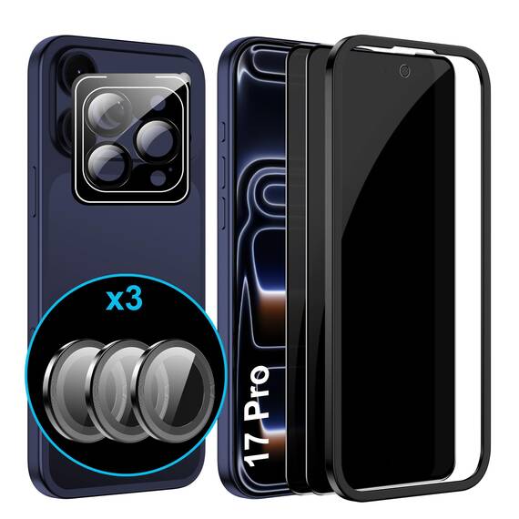 FDHYFGDY 2 Stück Sichtschutz für iPhone 17 Pro für Panzerglas mit 1x Kameraschutz, Anti-Spy Gehärtete Glas Schutzfolie - Einfaches Installationswerkzeug enthalten-Verbesserter 28-Grad-schutzwinkel