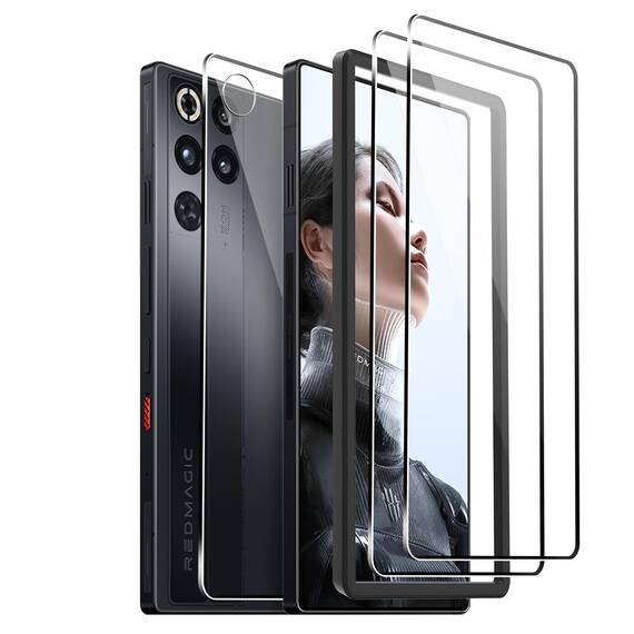 FDHYFGDY Schutzfolie für RedMagic 11 Pro für Panzerglas,[2+1+1] Stück Displayschutzfolie + Rückseitenfolie+ Montagerahmen, HD Klar, Keine Blasen, Anti-Kratzen