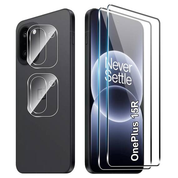 FDHYFGDY Schutzfolie für OnePlus 15R für Panzerglas, 2+2 Stück Kameraschutz und Glasschutzfolie,9H Härte, Anti-Bläschen HD Displayschutz für OnePlus 15R
