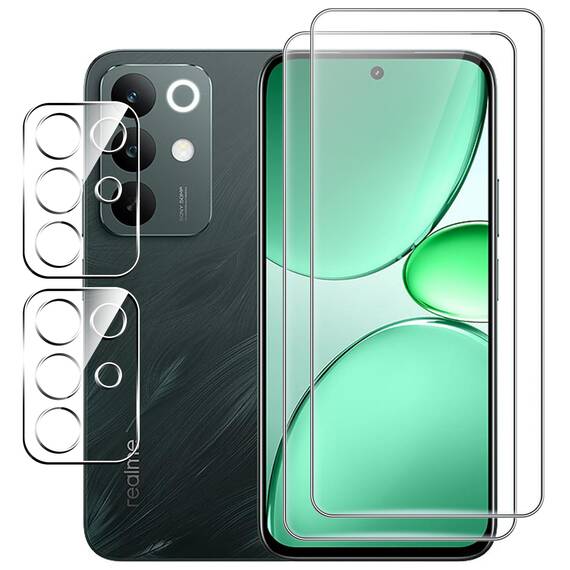 FDHYFGDY Schutzfolie für Realme C85 5G/4G für Panzerglas, 2+2 Stück Kameraschutz und Glasschutzfolie,9H Härte, Anti-Bläschen HD Displayschutz für Realme C85