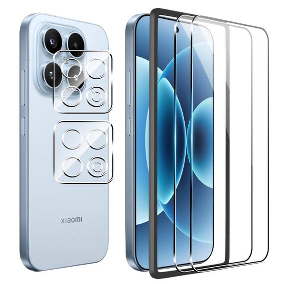 FDHYFGDY Schutzfolie für Xiaomi 17 5G für Panzerglas, 2+2 Stück Kameraschutz und Glasschutzfolie mit Montagerahmen,9H Härte, Anti-Bläschen HD Displayschutz