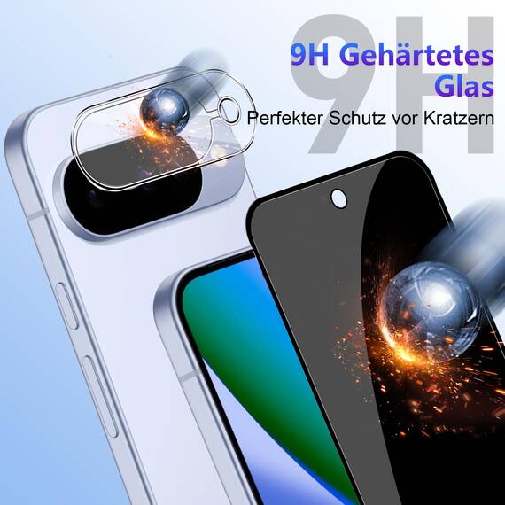 Yenwen Sichtschutzfolie für Google Pixel 10 für Panzerglas, 2 Stück Sichtschutz und 2 Stück Kameraschutz, 9H Härte Privacy Schutzfolie Folie Anti Spy Blickschutzfolie