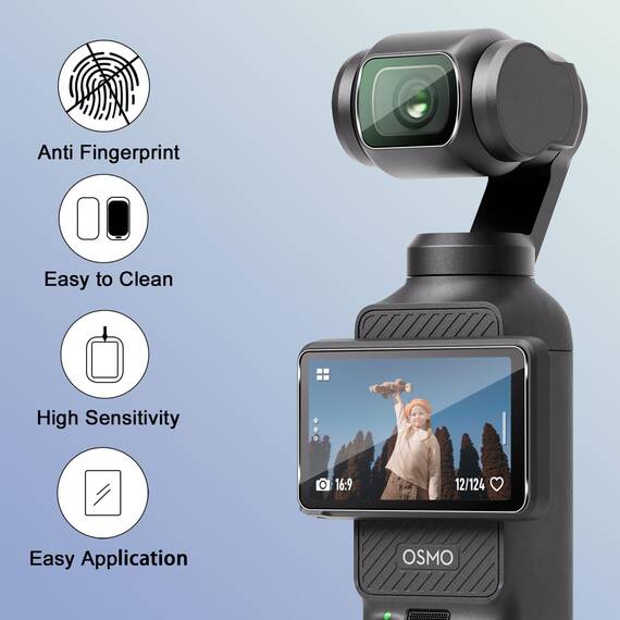 Yenwen für Panzerglas für DJI Osmo Pocket 4 Schutzfolie, 3 Stück Displayschutz mit 3 Stück Kameraschutz Glas, 9H Härte Schutzglas Handy Folie HD Klar Panzer Schutz Glas