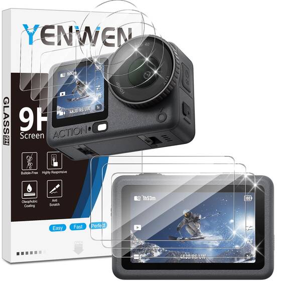 Yenwen Schutzfolie für DJI Osmo Action 6 für Panzerglas, 3 Stück Displayschutz, 9H Härte Schutzglas Folie HD Klar Panzer Schutz Glas