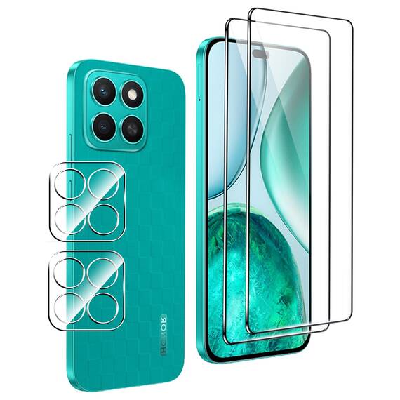 FDHYFGDY 2+2 Stück Schutzfolie für Honor X8c Panzerglas, Kameraschutz und Glasschutzfolie, 9H Härte, Anti-Bläschen HD Displayschutz