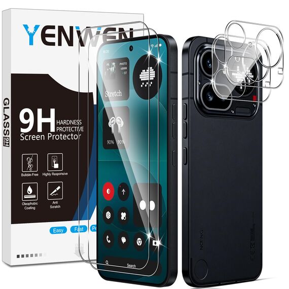 Yenwen für Panzerglas für Nothing Phone 4a Pro Schutzfolie, 2 Stück Displayschutz mit 2 Stück Kameraschutz Glas, 9H Härte Schutzglas Handy Folie HD Klar Panzer Schutz Glas